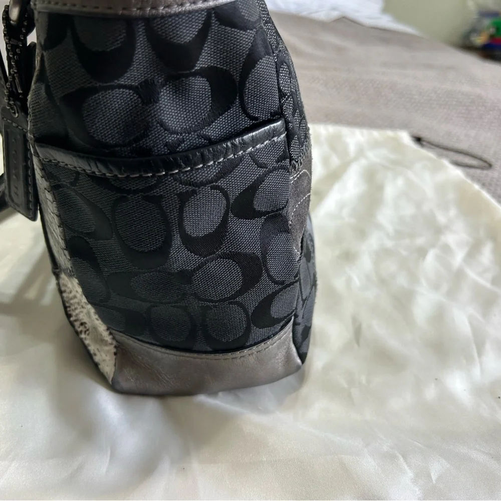 Coach Black Patchwork Signature Tote with Silver Hardware - Picture 8 of 9